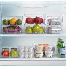 Kitchen Clear Plastic Stackable Storage Bins Refrigerator, Freezer, Pantry & Clothes Organization Container With Carrying Handles thumbnail-3