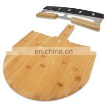 Premium Wood Pizza Peel Bamboo Pizza Serving Board With Pizza Cutter thumbnail-1
