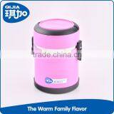 Portable pink food warmer small tiffin carrier stainless steel thermal lunch box with lock