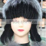 Women Winter Fur Hats Real Silver Fox Fur Pompom Mink Fur Hat With Ear Flap thumbnail-1