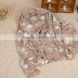 Wholesame Cotton Flower Embroidery Designs Women Hijab Scarf thumbnail-2