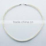 White Cotton Sterling Silver Choker Necklace 12 Strands thumbnail-1