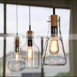 Modern Simple Style Glass Bottle With Wood Pendant Lamp 1 Light for Shops China Supplier thumbnail-1