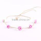 Hot-sales Baby Rose Flower Headband Girl Leather Rope Flower Hairband Toddler Baby Rose Flower Crown Headband Wh-1825 thumbnail-6