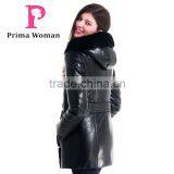 New Design Winter Women Medium Length Slim Fit Coat With Mink Hat Overcoat thumbnail-3