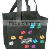 Black eco friendly foot print design non woven bag with handle
