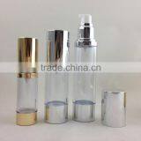 15ml/30ml/50ml Plastic Cosmetic Airless Bottle, pp Plastic Round Airless Bottle, Cosmetic Airless Pump Bottle thumbnail-1