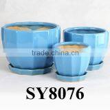 Glazed Pots for Indoor Ceramic Sky Blue Flower Pots thumbnail-6