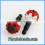 Multicolor Disco Ball Rhinestone Crystal Phone Plug Earphone Anti Dust Stopper Dustproof Jack Plug For Mobile Phone MDP-P1006