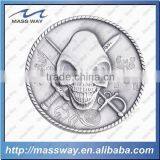 Souvenir Custom OEM Old Color 3D Skull Antique Pewter Coin