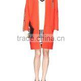 2015 Garment Factory Orange Stripe Zip Ladies Coat, Women Long Sleeve Jacket thumbnail-2