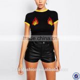 china supplier custom made women tshirt crew neck short sleeve t shirt with flame printing                        
                                                Quality Choice