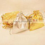 High Quality Custom Size Gold and Silver Drawstring Gift Bag for Christmas, Wedding, Jewelry thumbnail-2
