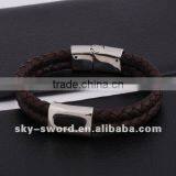 Fashion Braided Genuine Bracelet Leather Charm Jewelry GB10224 thumbnail-1