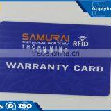 Customized Contactless Smart NFC Card PVC Rfid Warranty Card With Offset Printing