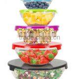 10 Piece Glass Mixing and Storage Bowl Set With Colored Lids