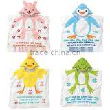 Kids Poncho Towel With Hood in Cotton Velour Pink Rabbit Design thumbnail-4