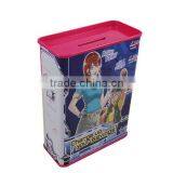 CMYK Offset Printing Rectangular Tin Can Coin Bank thumbnail-1