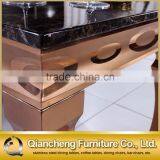 French Provincial End Table Marble Top With Rose Gold Color Leg thumbnail-4