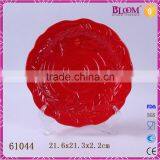 Handmade Ceramic Red Glazed Gift Decorative Plate thumbnail-1