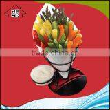 NBRSC Black Metal French Fry Stand With Condiment Bowl Holder thumbnail-2