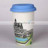 Angkor Wat Souvenir Porcelain Double Wall Travel Mug With Lid thumbnail-1