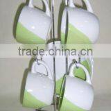 Set 4 Multi Color Ceramic Coffee Mug Sets With Stand thumbnail-1