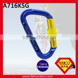 23KN D Shape Mountaineer Climbing Aluminum Carabiner With Screw Lock thumbnail-1
