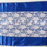 50PCS A Lot 32cm*200cm White Hard Yarn Lace & Royal Bule Satin Sash With Plastic Shinny Buckle For Wedding Use thumbnail-3