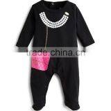 Newborn Baby Clothes Pearl Necklace And Purse Graphic Baby Bodysuit Baby Girls Romper Kids Clothing 2016 HSD5621 thumbnail-2