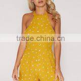 Woman Halter Backless Sleeveless Floral Print Fashion Romper thumbnail-6