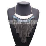 New Design Bohemian Style Multi Chain Tassel Crystal Pendant Necklaces thumbnail-3