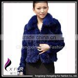 CX-G-A-70 Rex Rabbit Fur With Fox Fur Collar Women Coat Wear thumbnail-1