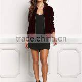 MGOO Imported Latest New Design Cheap Price Zip Up Corduroy Bomber Jackets or Women Zip Up Long Sleeves thumbnail-3