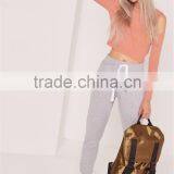 Women Silm Fit Plain Long Sleeve Knitwear High Collar Plain Sweater Cold Shoulder Knitted Crop Top Orange thumbnail-6