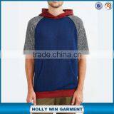 Loose Fit Colorblocked Short Sleeve Raglan Hoodie