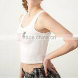 Cheap Cotton Plain White Fashion Printing Women Workout Tank Tops Custom thumbnail-3