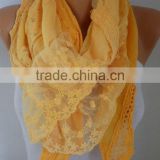 YellowScarf,Spring Summer Scarf, Easter Gift,Oversized Wrap, Lace Shawl, Gift Ideas for Her, Women Fashion Accessories