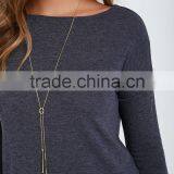 Round Neck Long Sleeves Backless Knitted Sweater Woman Sweater thumbnail-4