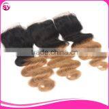 1B/27 Brazilian Ombre Blonde Hair Closure Piece, Free Parting Lace Closure Blonde thumbnail-2