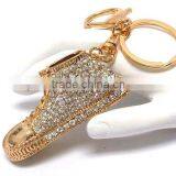 yiwu wholesale fashion crystal deco basketball shoe gold keychain
