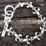 Charm Fleur De Lis Link Men Stainless Steel Metal Bracelet From Yiwu thumbnail-1