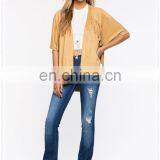 OEM High Quality Oversized Half Sleeves Fringe Faux Suede Jacket thumbnail-5