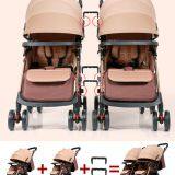 High-view and detachable seating baby stroller easy to foldable can set and lie Twin stroller