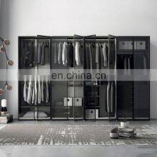 Modern Bedroom Glass Sliding Door Wardrobe Customized Solid Wood Wardrobe Storage Cabinet thumbnail-1