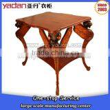 Dragonfly design triangle shaped round corner double layer wooden coffee table