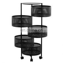 Large capacity multifunctional cart storage rack rotating pulley storage basket storage rack