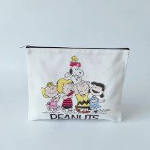 Lovely Cartoon Printed Cotton Canvas Zippered Bags thumbnail-3