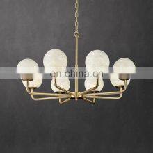 Modern Dining Room Brass Alabaster Ball Gold Chandelier thumbnail-2