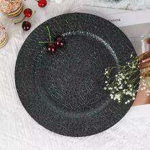 Wholesale Dark Green Alligator Skin Texture Pattern Plastic Charger Plate Home And Kitchen&Cookware Sets for Wedding